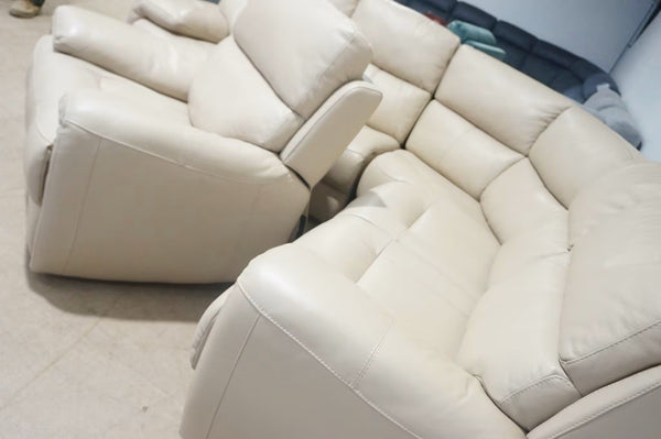 FV Link Nude leather standard 3piece curved corner group + Armchair Sofa Set4