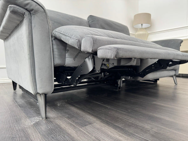 Furniture Village Huxley 3 Seater + Armchair Sofa Set Grey Velvet Power Recliner23