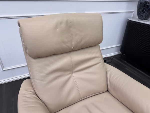 Furniture Village Rowen Beige Leather Armchair Power Recliner+Swivel+Rocking4