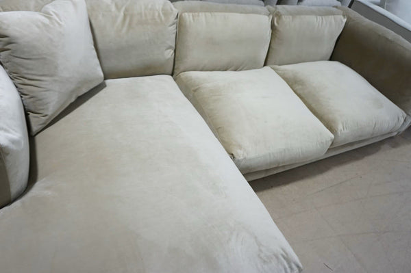 DFS mink velvet fabric XL left hand facing 3 seater lounger3
