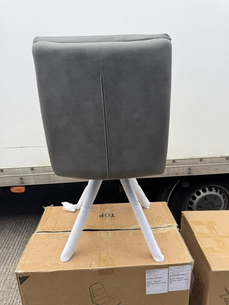 Furniture Village Njord Grey Leather Swivel Dining Chair8