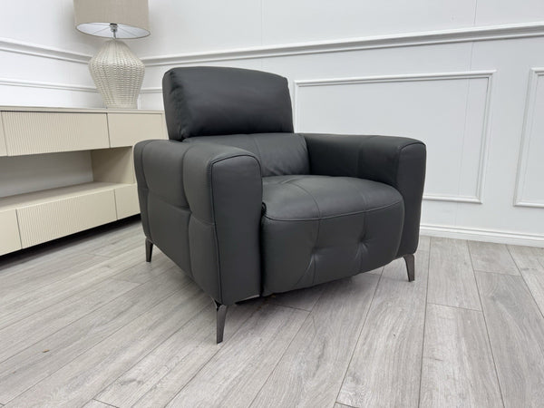 Furniture Village New York Power Recliner Armchair Grey Leather Power Headrest10