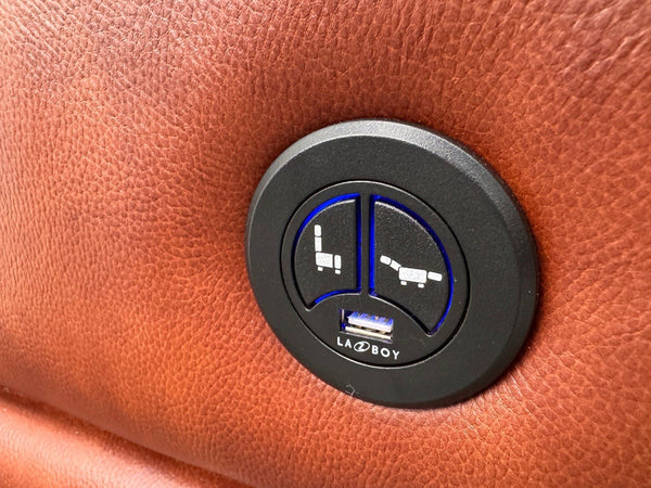 LA Z BOY Staten Power Recliner 3 Seater Sofa & 2x Static Chair Set Brown Leather3