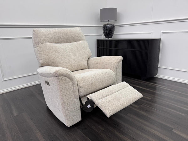 Parker Knoll Hudson 23 Beige Fabric Armchair Power Recliner & Headrest & Lumbar0