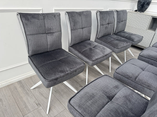 Furniture Village Glacier Set Of 8 Swivel Dining Chairs Dark Grey Fabric4