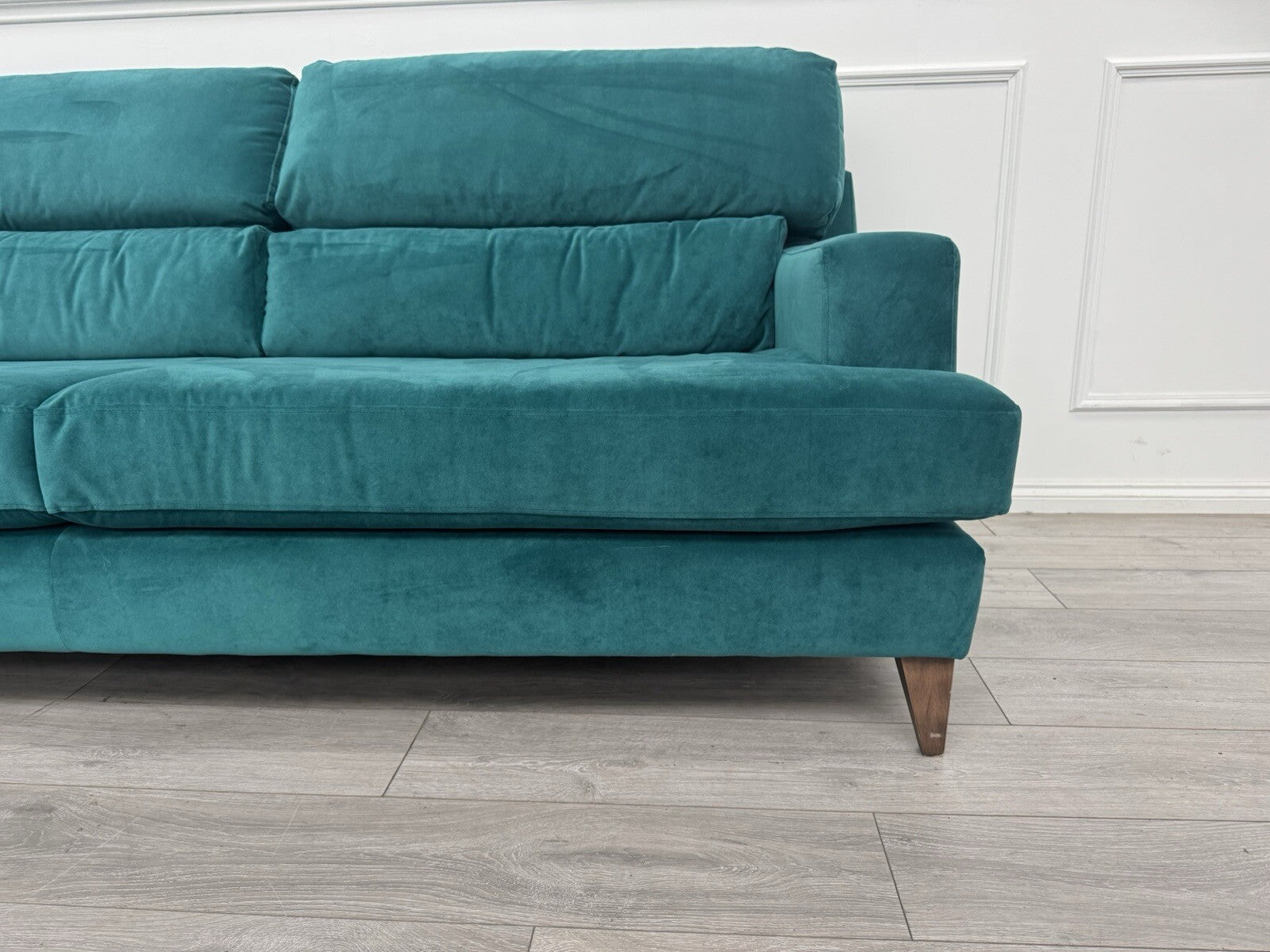Furniture Village Lounge Co Romilly Teal Velvet Fabric 4 Seater Sofa RRP £21950