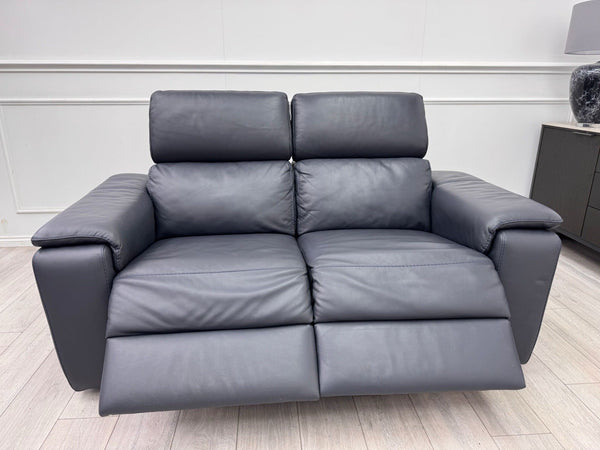 Nicoletti Davide 2 Seater Sofa Power Recliner Adjustable Headrests Navy Leather2