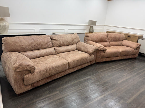 Sofology Santino 3 + 2 Seater Brown Tan  Aniline Leather Sofa Set0