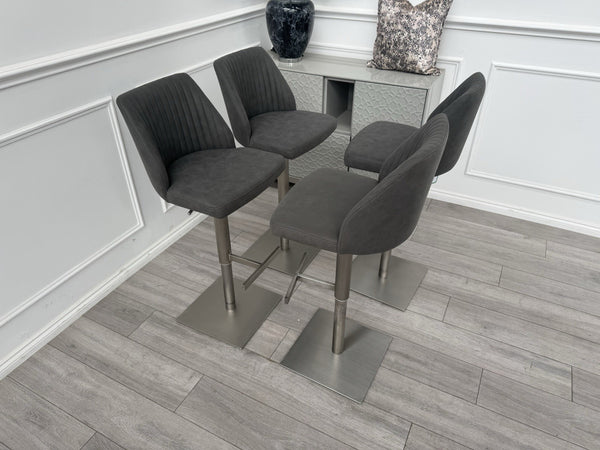 Furniture Village Grigio Set Of 4 Grey Suede Swivel Barstools Chairs7