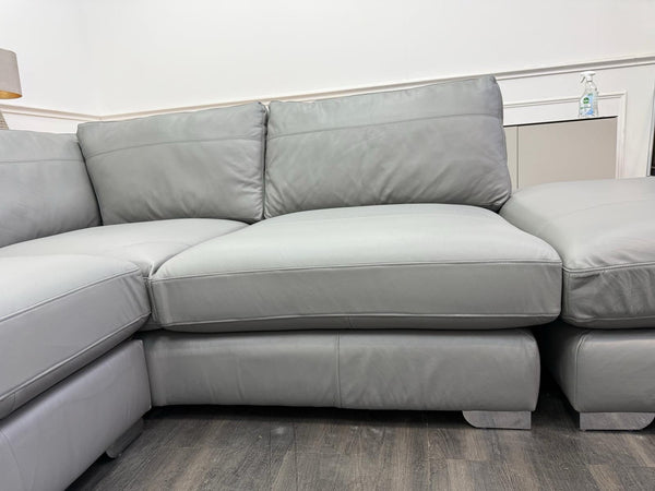 Next Houghton Grey Leather Corner Sofa Open End With Footstool20