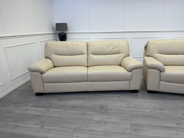 Furniture Village Hetty 3 + 3 Seater Sofa Set in Cream/Off White Leather18