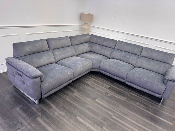 Furniture Village Moet Dark Grey Fabric Power Recliner Corner Sofa Headrests17