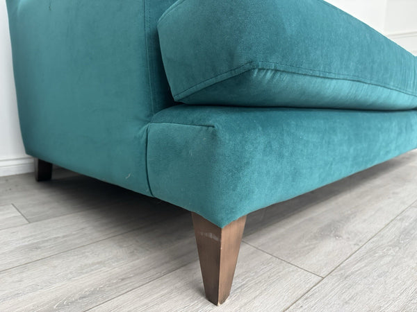 Furniture Village Lounge Co Romilly Teal Velvet Fabric 4 Seater Sofa RRP £219511