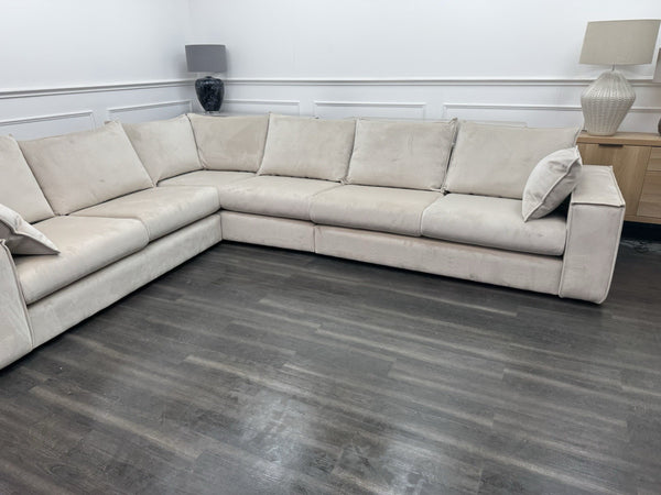 DFS Large Cream Velvet Corner Sofa Left Hand Facing (Fast Delivery)13