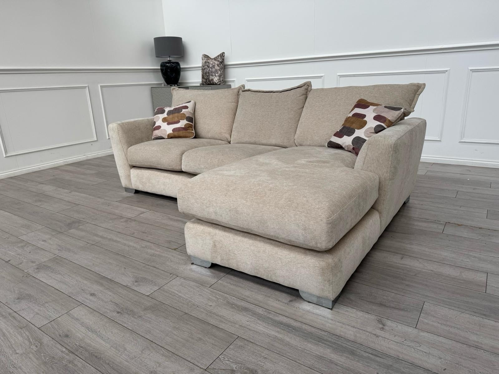 Furniture Village Sofia Beige Fabric Corner Sofa with Chaise End0