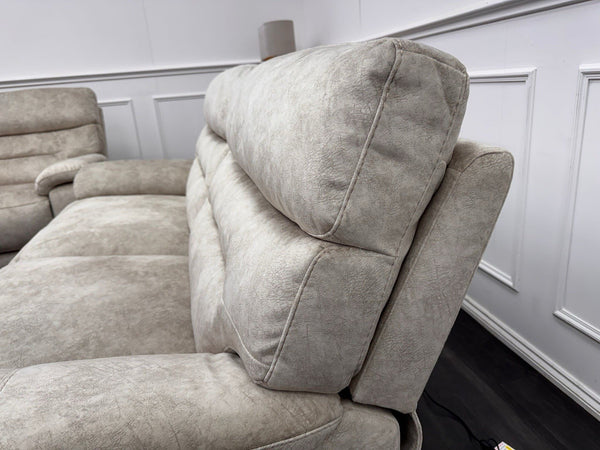 Furniture Village Nimbus 3 Seater Sofa Power Recliner In Cream Lux Velvet1