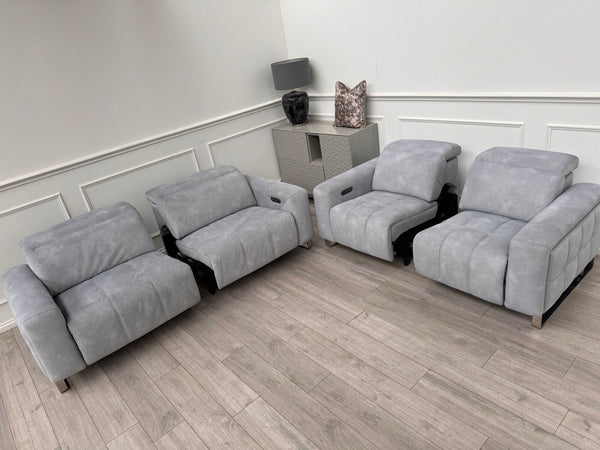 Sofology Marvella 2.5 + 2 Seater Sofa Set Flecked Silver Fabric Power Recliner20