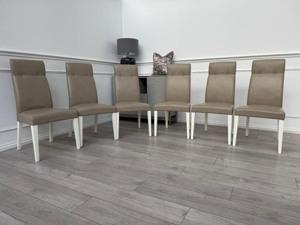 ALF Fascina Set of 6 Faux Leather Dining Chairs Taupe/ Cream RRP £3,4470