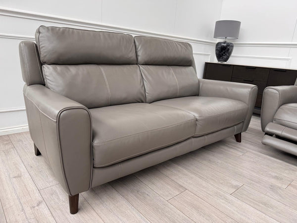 Furniture Village Zen Grey Leather Static 3 Seater  + Recliner 2 Seater Sofa Set2