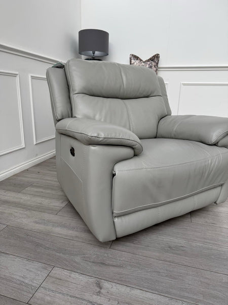 Furniture Village Touch Grey Leather Power Recliner Armchair10