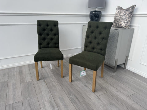 Furniture Village Hamilton Forest Green Fabric Pair Of 2 Dining Chairs0