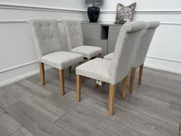 Furniture Village Augusta Cream Fabric Set Of 4 Roll Back Dining Chairs1