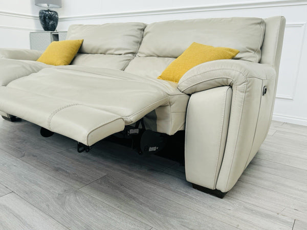 Furniture Village Feather Grey Leather Power Recliner 3 Seater Sofa5