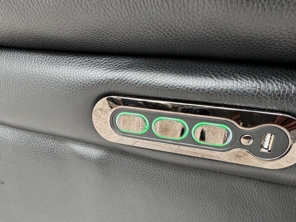 FV Serene Black Leather Power Recliner 3 Seater Sofa Lumbar + Headrest2