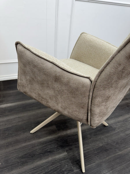 FV Mirage Taupe Beige Fabric Swivel Dining Chair With Arms set of 6 (Delivery)4
