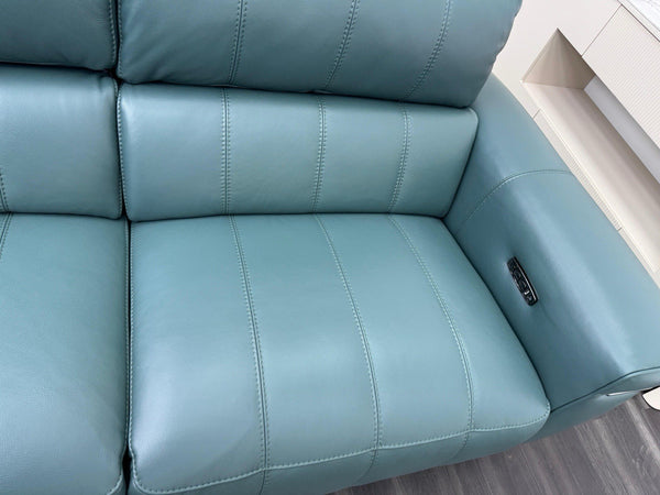 FV Homestage Leather 3 Seater Power Recliner & Headrest Lake Green13