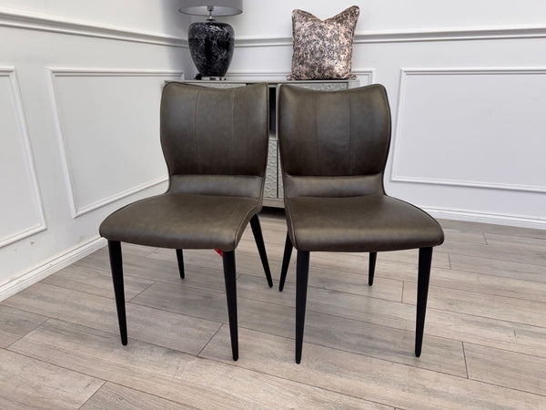 Furniture Village Murcia Grey Faux Leather Pair Of 2  Dining Chairs6