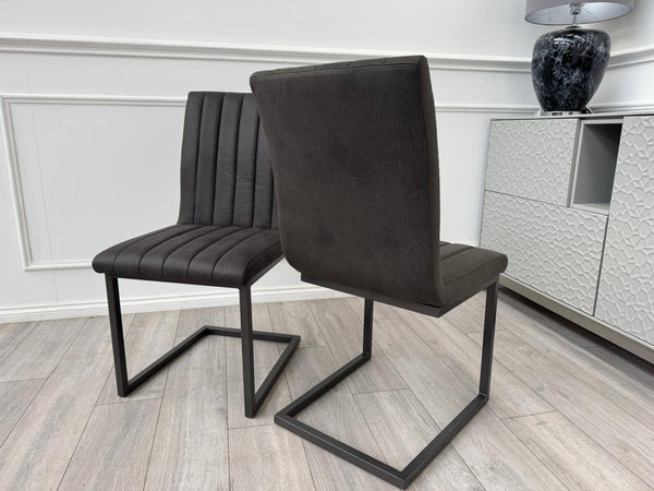 Furniture Village Grigio Pair of Charcoal Grey Suede Dining Chairs13