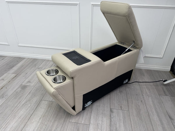 Sofology Plaza Console Cream Leather Cup Holders Wireless Charging Socket0