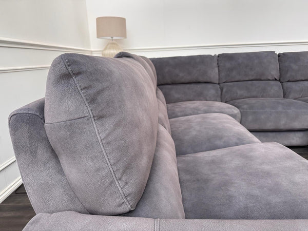 Furniture Village Nixon Large Power Reclining Corner Sofa In Grey Lux Velvet2