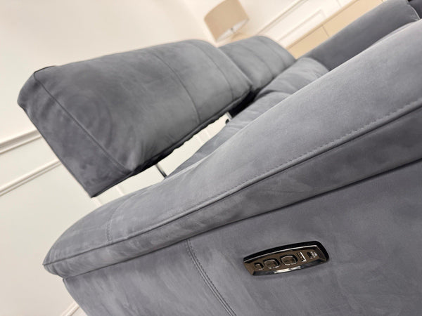 Furniture Village 3+2 Seater Sofa Set Power Recliner Dark Grey Suede6