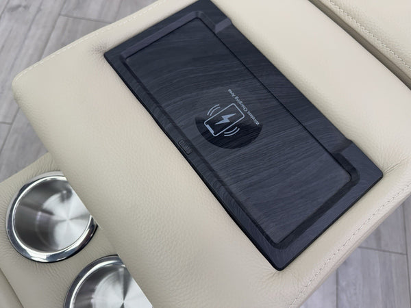 Sofology Plaza Console Cream Leather Cup Holders Wireless Charging Socket5