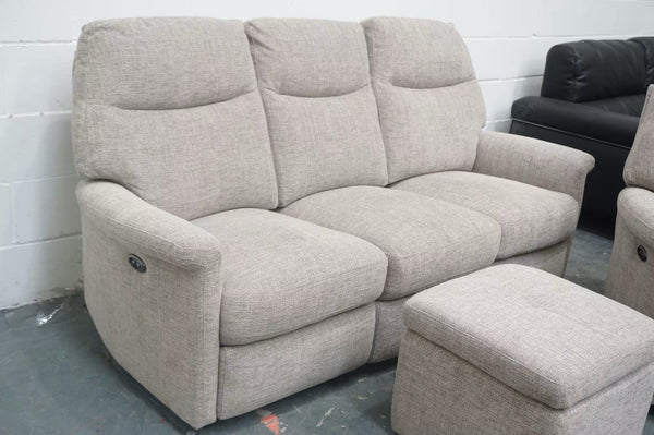 FV Lille mink fabric Power Recliner 3 seater + 2x Armchairs (1 Static) Sofa Set1