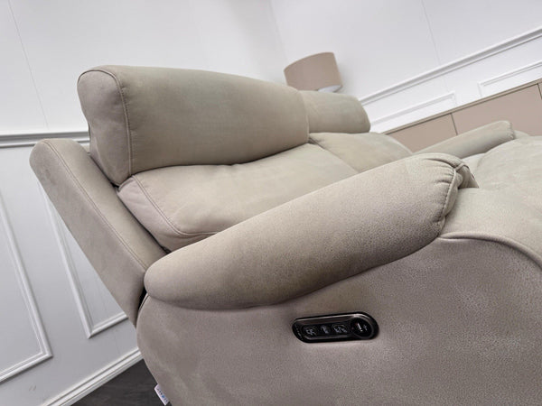 LA Z BOY Winchester Power Recliner 3 Seater Sofa In Beige Fabric Power Headrest20