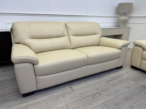 Furniture Village Hetty 3 +2 Seater Sofa Set in Cream/Off White Leather2
