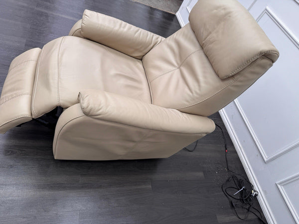 Furniture Village Rowen Beige Leather Armchair Power Recliner+Swivel+Rocking13