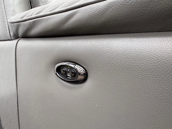 Furniture Village Power Recliner Grey Genuine Leather 3+1 Seater Sofa Set14