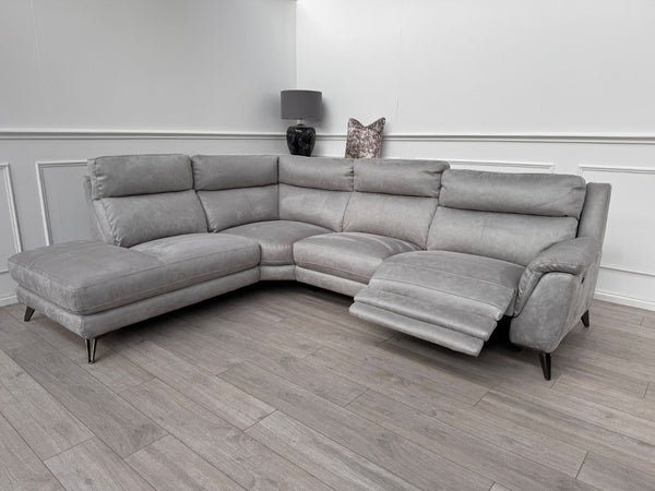 Furniture Village Contempo Grey Microfibre Power Recliner L Shape Corner Sofa22