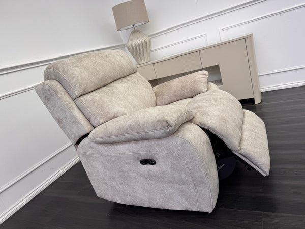 Furniture Village Moreno Cream Fabric Armchair Electric Power Recliner6