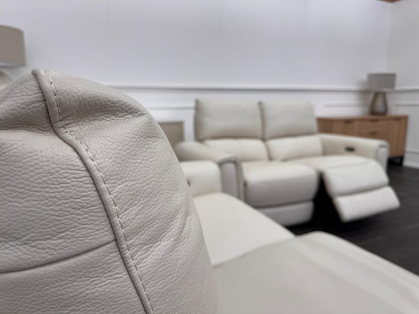 Furniture Village Nixon 2 & 2 Seater Sofa Set Power Recliner Frost Leather23