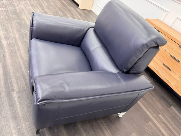 DFS Auberon Power Recliner Armchair Navy Leather Power Headrest13