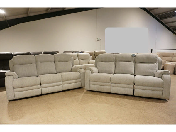 Parker Knoll Boston grey fabric Power Recliner 3+3 Seater Sofa Set0