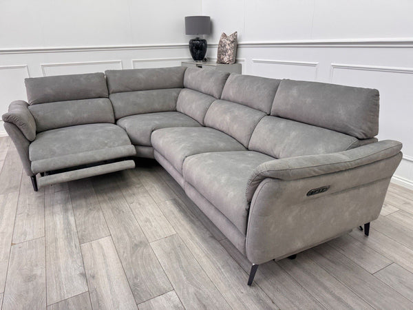 Sofology Missouri Corner Sofa In Silver Grey Fabric Power Recliner + Headrest6