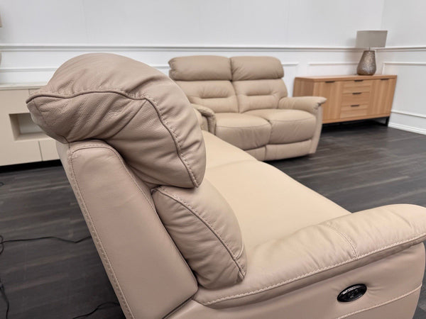 Furniture Village Chicago 3 & 2 Seater Sofa Set Power Recliner Pebble Leather14