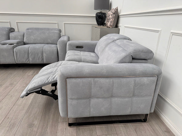 Sofology Marvella 2.5 + 2 Seater Sofa Set Flecked Silver Fabric Power Recliner14
