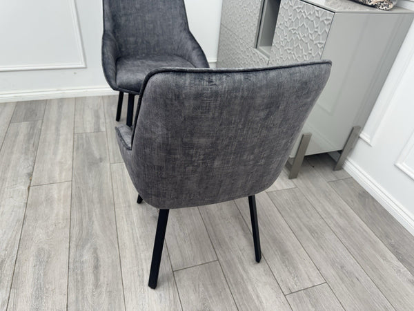 Furniture Village Veja Grey Velvet Pair Of 2 Dining Chairs4